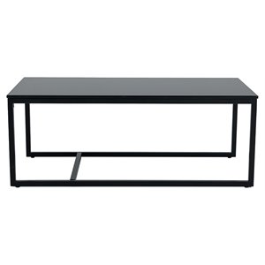 Pemberly Row Rectangular Contemporary Metal and Marble Coffee Table in Black