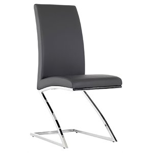 Pemberly Row 17&quot Faux Leather & Steel Dining Chair in Gray/Chrome (Set of 2)