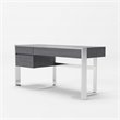 Pemberly Row 3-Drawer Modern Stainless Steel & MDF Wood Desk in Elm Gray