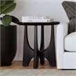Pemberly Row Modern / Contemporary Round End Table in Black Wood