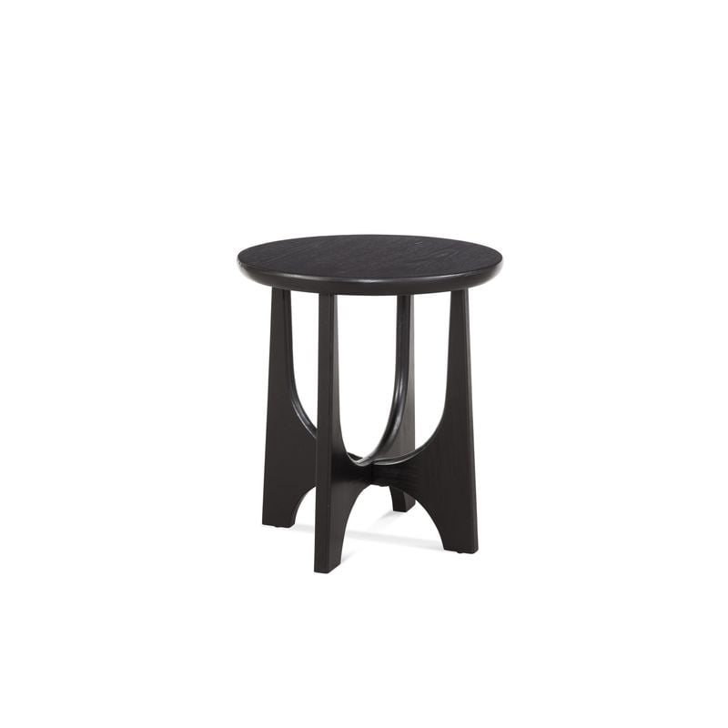 Pemberly Row Modern / Contemporary Round End Table in Black Wood