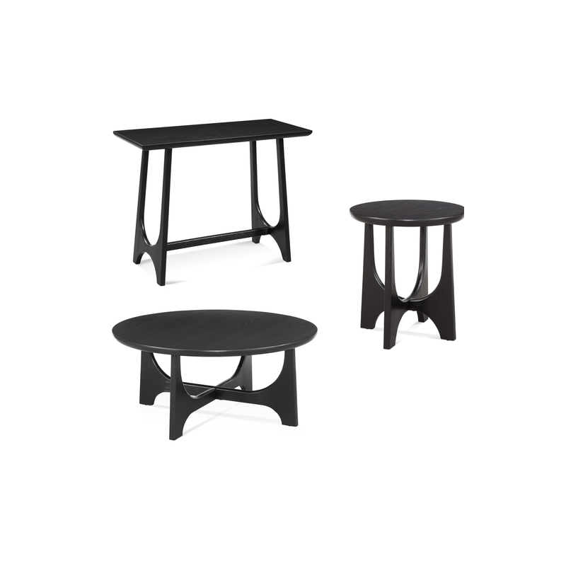 Pemberly Row Modern / Contemporary Round End Table in Black Wood