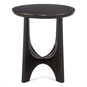 Pemberly Row Modern / Contemporary Round End Table in Black Wood