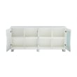 Pemberly Row High Gloss White 4 Door Wood Cabinet Server w/ Frosted Glass Doors