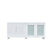Pemberly Row High Gloss White 4 Door Wood Cabinet Server w/ Frosted Glass Doors