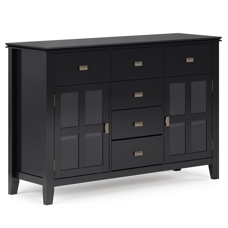 Pemberly Row SOLID WOOD 54 inch Wide Sideboard Buffet Credenza - Black