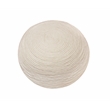 Pemberly Row Modern Round Pouf in Ivory Wool with Polyester Filling
