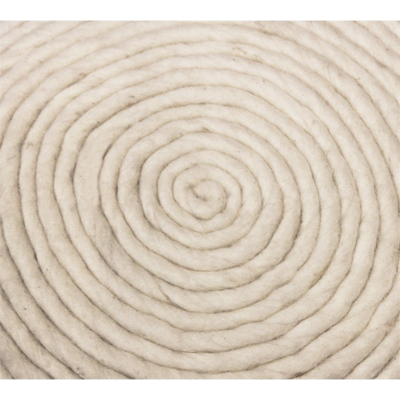 Pemberly Row Modern Round Pouf in Ivory Wool with Polyester Filling