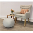 Pemberly Row Modern Round Pouf in Ivory Wool with Polyester Filling