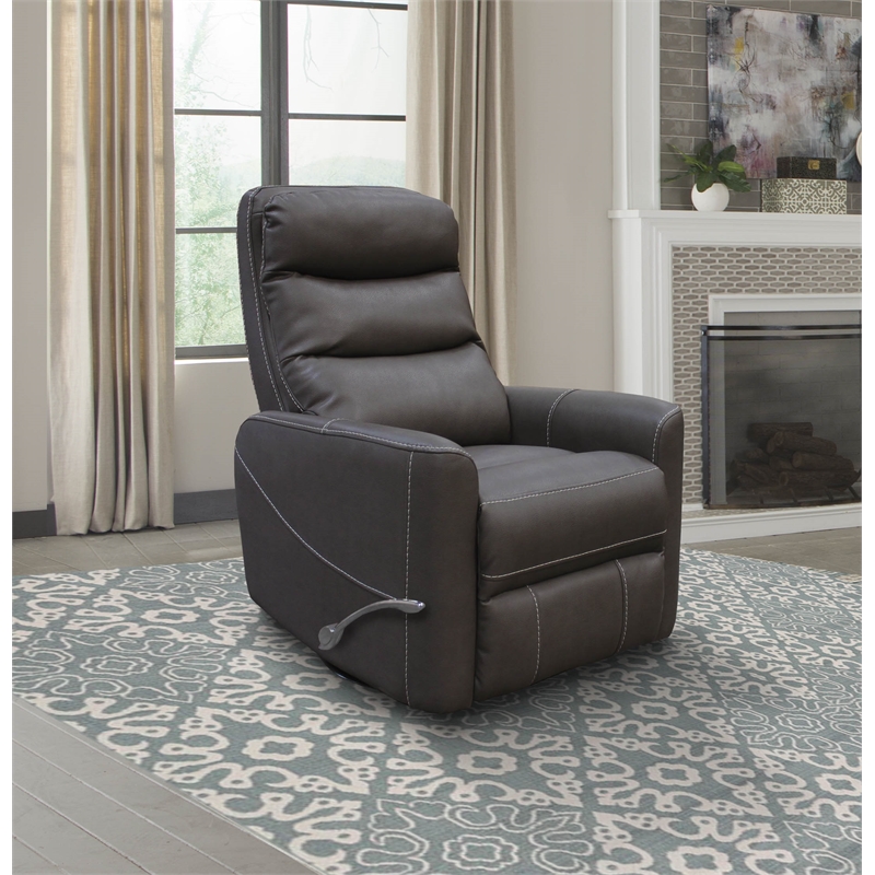 Pemberly Row Polyester/PU Manual Swivel Glider Recliner in Haze Brown