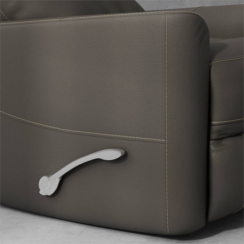 Pemberly Row Polyester/PU Manual Swivel Glider Recliner in Haze Brown