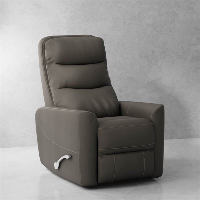 Pemberly Row Polyester/PU Manual Swivel Glider Recliner in Haze Brown
