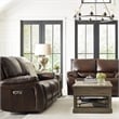Pemberly Row Transitional Leather Power Recliner in Burnt Sienna