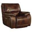 Pemberly Row Transitional Leather Power Recliner in Burnt Sienna