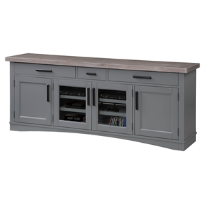 Pemberly Row Contemporary 76&quot Traditional Wood TV Console in Gray