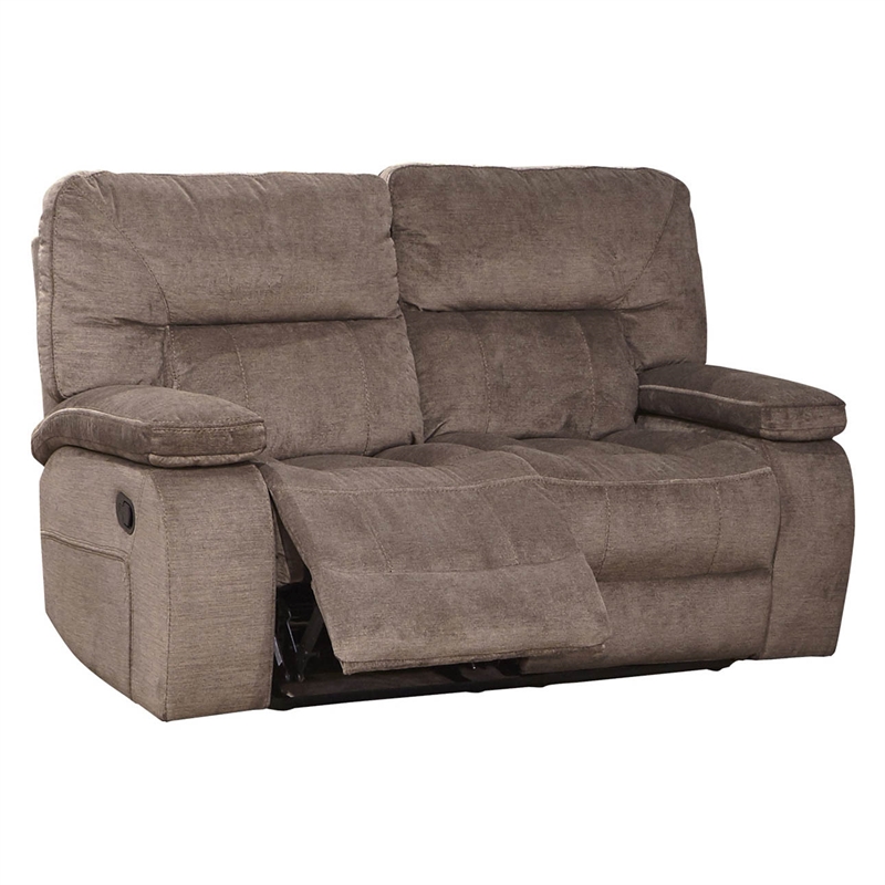 Pemberly Row Transitional Polyester Manual Loveseat in Kona Brown