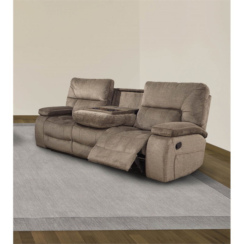 Pemberly Row Transitional Polyester Manual Loveseat in Kona Brown