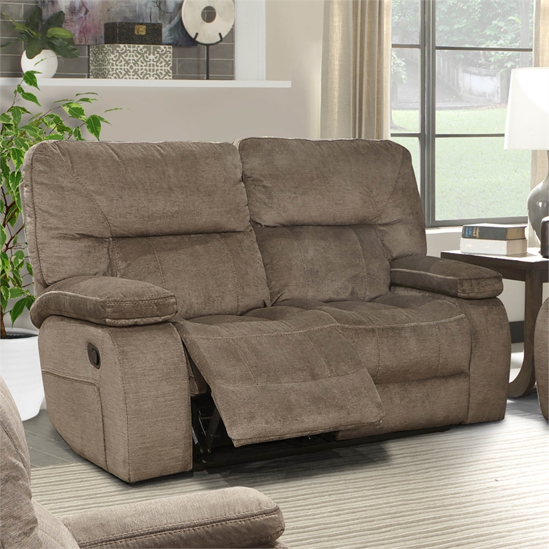 Pemberly Row Transitional Polyester Manual Loveseat in Kona Brown