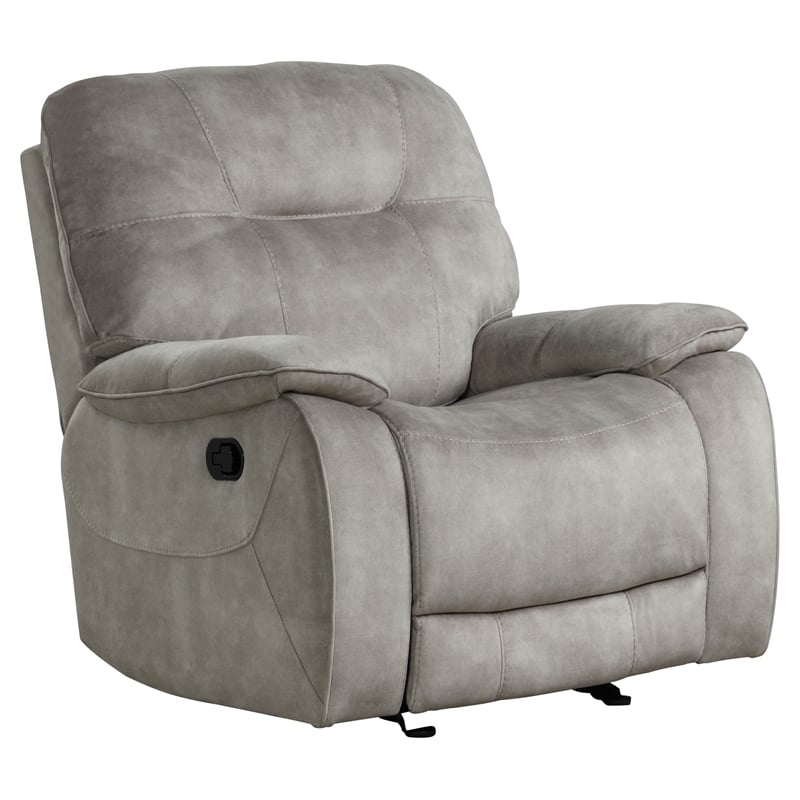 Pemberly Row Transitional Polyester Glider Recliner in Shadow Natural