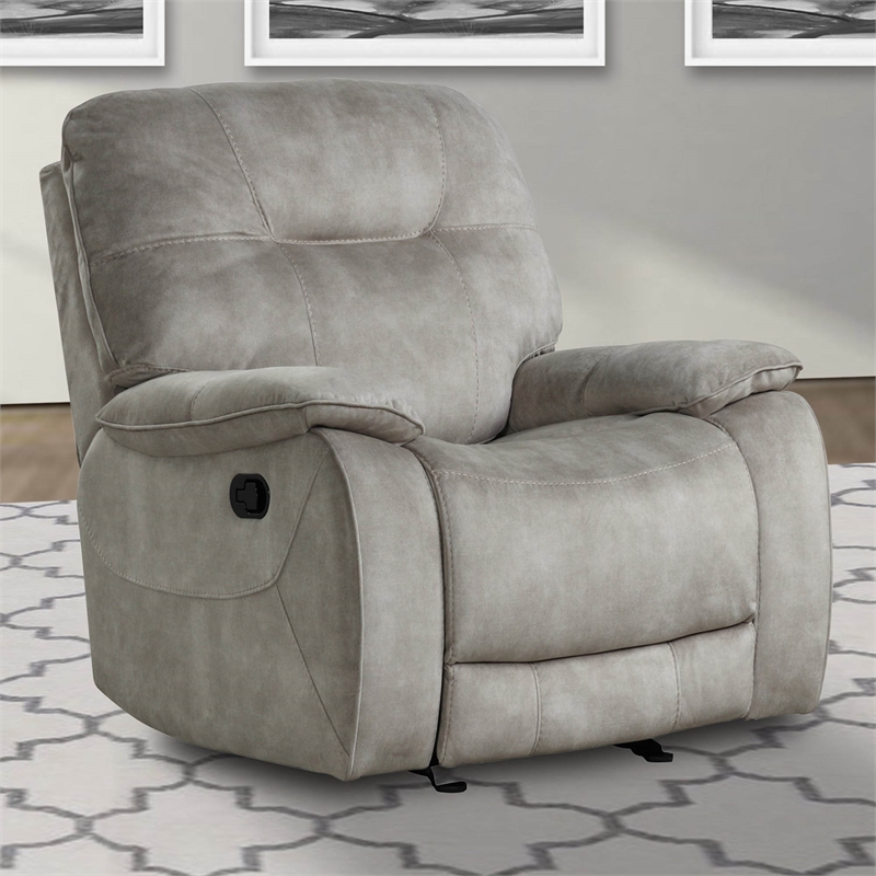 Pemberly Row Transitional Polyester Glider Recliner in Shadow Natural
