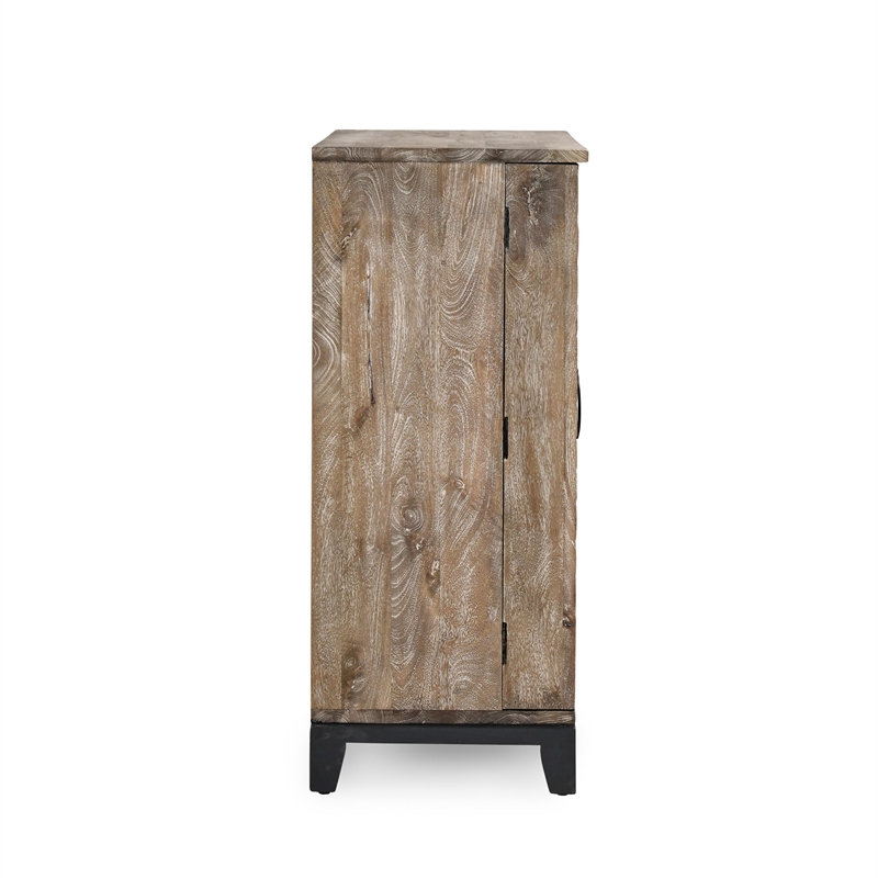 Pemberly Row Fixed Shelves Transitional Wood Bar Cabinet in Antique Gray