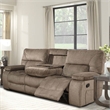 Pemberly Row Polyester Manual Drop Down Console Sofa in Kona Brown