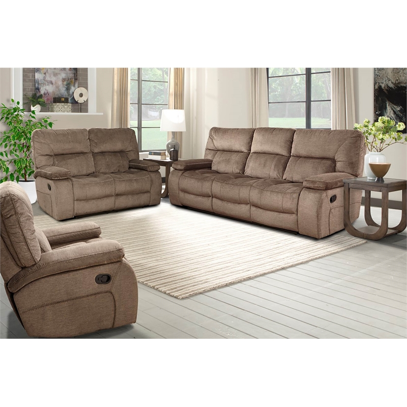 Pemberly Row Polyester Manual Drop Down Console Sofa in Kona Brown