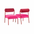 Pemberly Row Contemporary Hot Pink Velvet Dining Chair - Set of 2