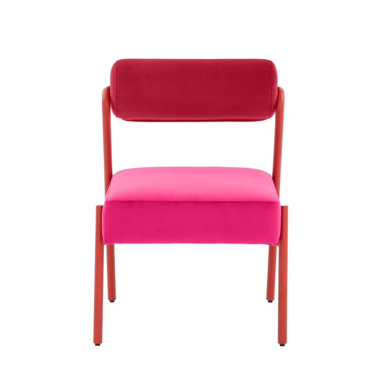 Pemberly Row Contemporary Hot Pink Velvet Dining Chair - Set of 2