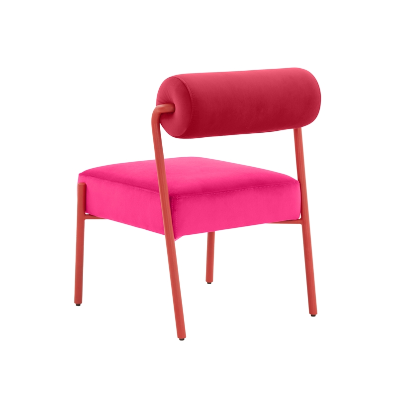 Pemberly Row Contemporary Hot Pink Velvet Dining Chair - Set of 2