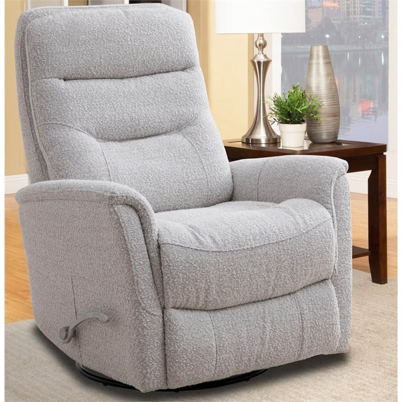 Pemberly Row Cotton Fabric Swivel Glider Recliner in Fossil Gray