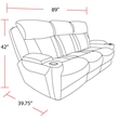 Pemberly Row Fabric Power Drop Down Console Sofa in Charcoal