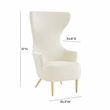 Pemberly Row Velvet Channel Tufted Wingback Chair in Cream Finish