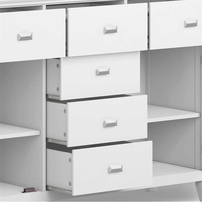 Pemberly Row SOLID WOOD 54 inch Wide Sideboard Buffet Credenza - White