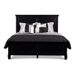 Pemberly Row Contemporary Solid Wood 5/0 Q Panel Bed in Black