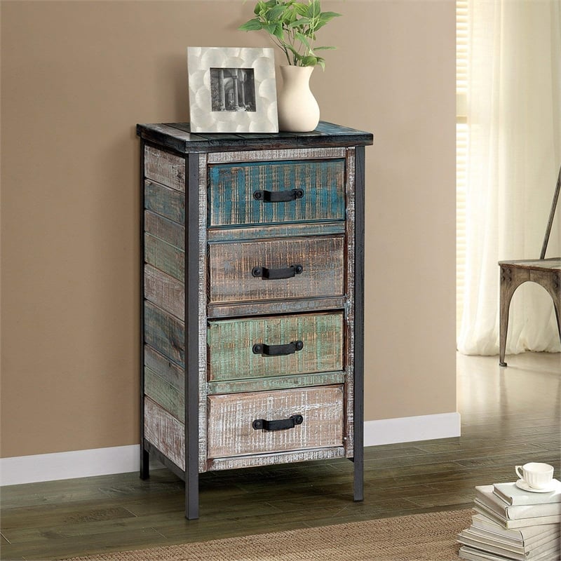 Pemberly Row Modern Traditional Solid Wood Accent Cabinet in Blue