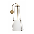 Pemberly Row 1-Light Metal & Linen Wall Sconce in Brass/Off White