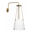 Pemberly Row 1-Light Metal & Linen Wall Sconce in Brass/Off White