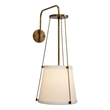 Pemberly Row 1-Light Metal & Linen Wall Sconce in Brass/Off White