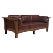 Pemberly Row Modern / Contemporary Leather Sofa in Brown/Chestnut
