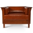 Pemberly Row Contemporary Leather Panel Arm Chair in Russet Brown