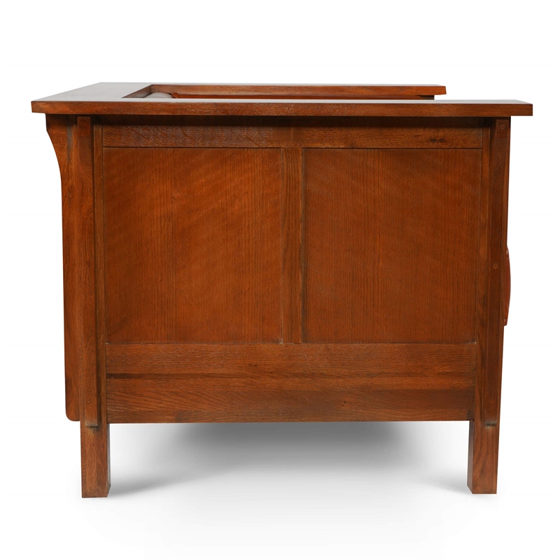 Pemberly Row Contemporary Leather Panel Arm Chair in Russet Brown