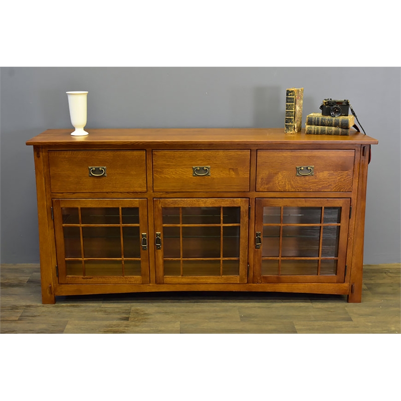 Pemberly Row Modern / Contemporary Solid Wood Sideboard in Oak