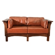 Pemberly Row Modern / Contemporary Leather Loveseat in Russet Brown