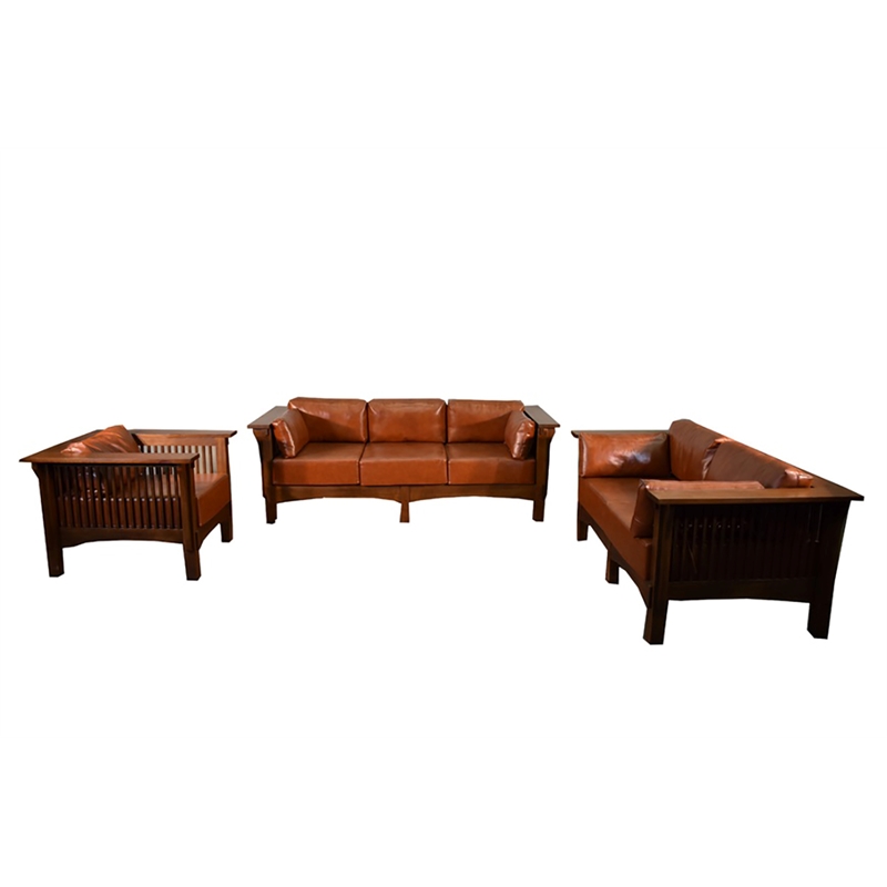 Pemberly Row Modern / Contemporary Leather Loveseat in Russet Brown