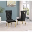 Pemberly Row Black Velvet Side Chairs w/ Gold Stainless Steel Set of 2