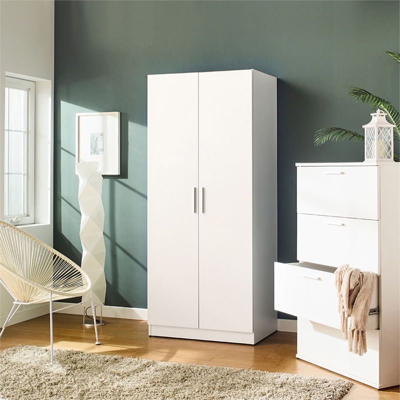 Pemberly Row 6-Shelf Contemporary Engineered Wood Tall Shoe Cabinet in White