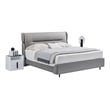 Pemberly Row Modern Genuine Leather Eastern King/King Bed in Gray