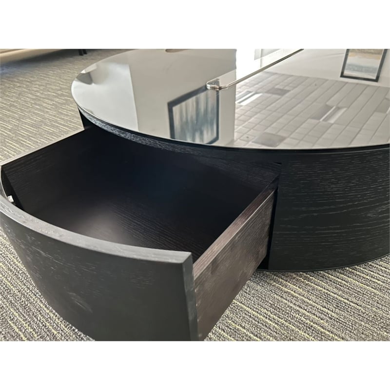 Pemberly Row Modern Faux Marble & Wood Coffee Table in Black/White