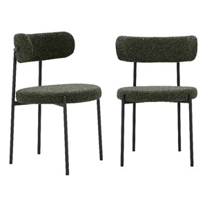 Pemberly Row Modern 18&quot Fabric Dining Chair in Green (Set of 2)